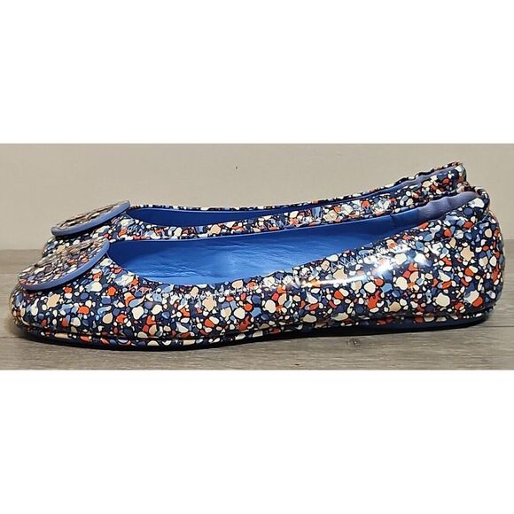 Tory Burch Minnie Women's 7 M Travel Ballet Flat Linose Red Blue Speckled Shoes - Picture 4 of 10